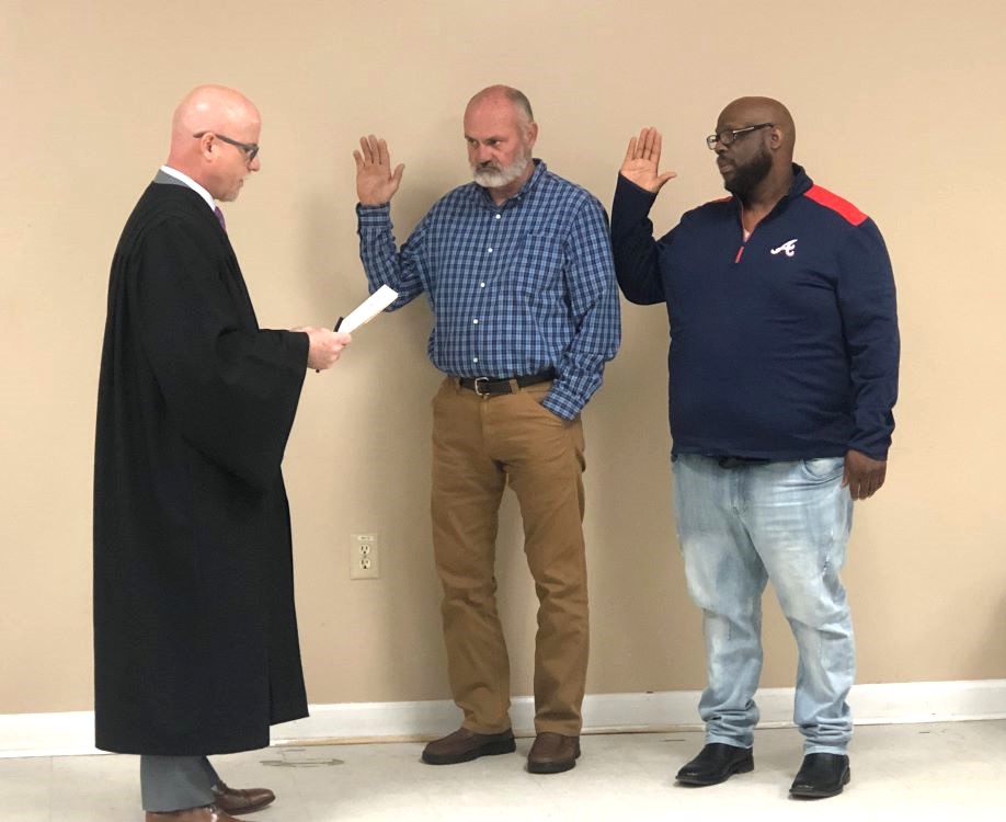 Swearing in Social Circle Council Members Steve Shelton and Tyson Jackson